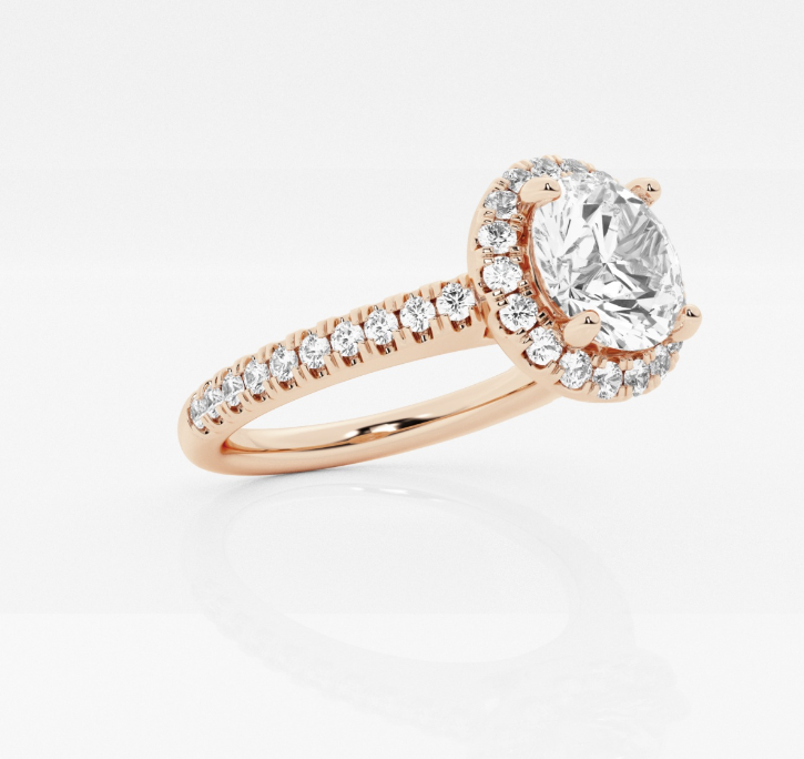 Round Halo Engagement Ring 2.00ct Center Lab Grown