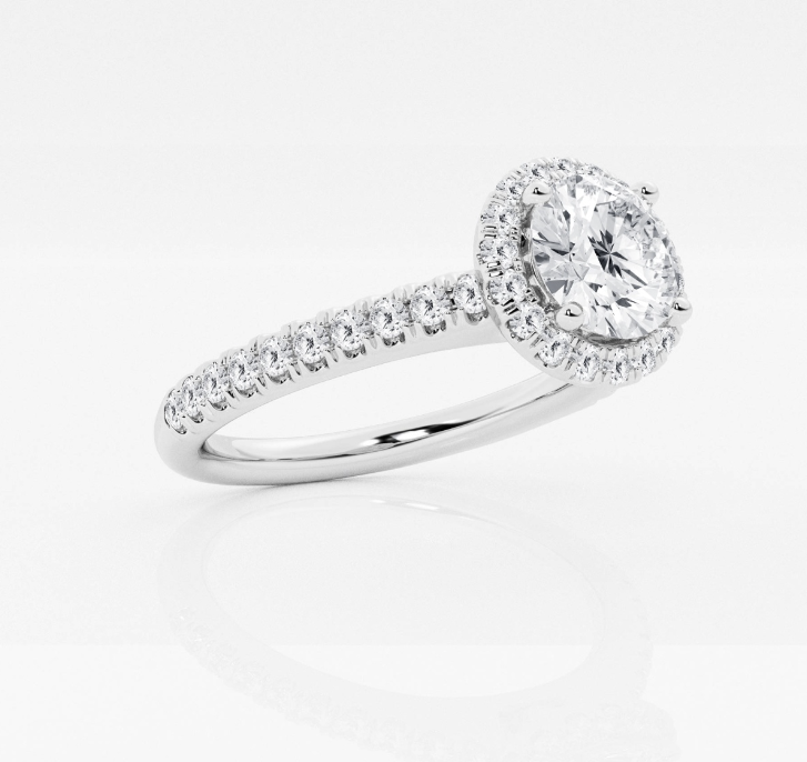 Round Halo Engagement Ring 1.00ct Center Lab Grown