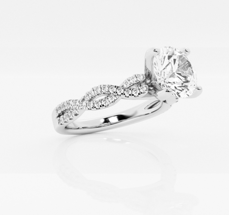 Round Twisted Shoulders Engagement Ring 2.00ct Center Lab Grown