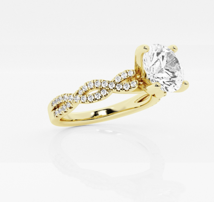 Round Twisted Shoulders Engagement Ring 2.00ct Center Lab Grown