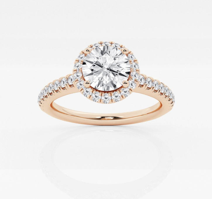 Round Halo Engagement Ring 1.00ct Center Lab Grown