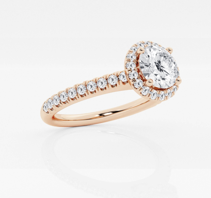 Round Halo Engagement Ring 1.00ct Center Lab Grown