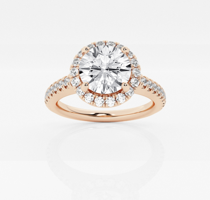 Round Halo Engagement Ring 2.00ct Center Lab Grown