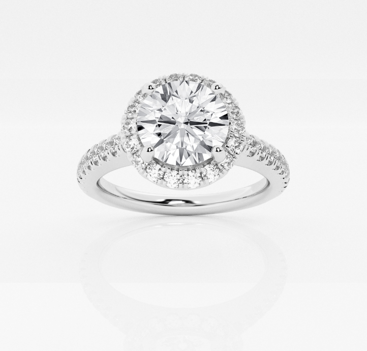 Round Halo Engagement Ring 2.00ct Center Lab Grown