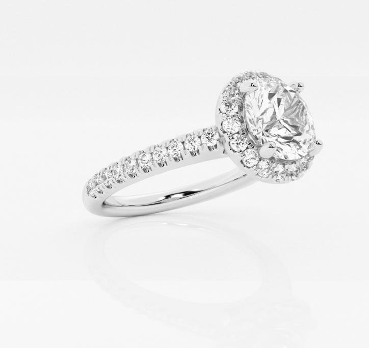 Round Halo Engagement Ring 2.00ct Center Lab Grown