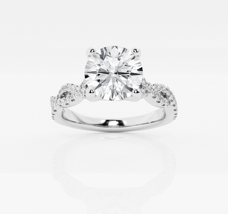 Round Twisted Shoulders Engagement Ring 2.00ct Center Lab Grown